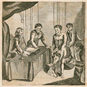 Waliser zahlen König Edgar Tribut in Form von Wolfsfellen von English School