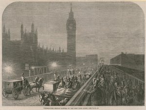 Westminster Bridge beleuchtet durch das neue Kalklicht von English School