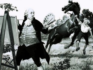 Als das Pferd sein Porträt sah, bäumte es sich vor Schreck auf