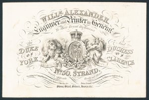 William Alexander, Graveur und Drucker im Allgemeinen für ihre königlichen Hoheiten, Visitenkarte von English School