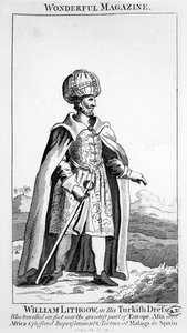 William Lithgow in seiner türkischen Kleidung, Illustration aus Wonderful Magazine, ca. 1750-90