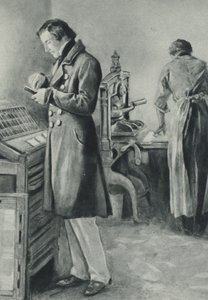 William Lloyd Garrison setzt den Satz für seine Zeitung von English School