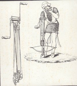 Windenmechanismus zum Spannen der Armbrust, Illustration aus 