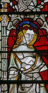 Fenster Ew, St. Cecilia darstellend von English School