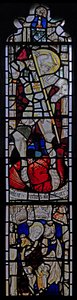Fenster Ew zeigt St. Georg; St. Maria Kleophas, Alphaeus und ihre Kinder