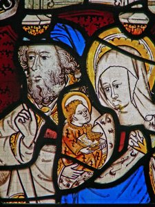 Fenster Ew, Darstellung von St. Maria Salome, Zebedäus mit dem Säugling St. Johannes