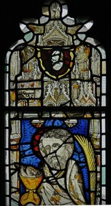 Fenster Ew, Darstellung der Wappen von John Kempe oder seines Neffen Thomas Kempe von English School
