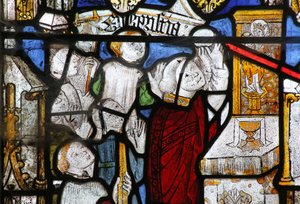 Fenster Ew mit Darstellung der Sieben Sakramente: Eucharistie
