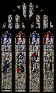 Fenster Ew, Darstellung des Ostfensters: Glas ursprünglich aus der Kirche in Stretton Sugwas von English School