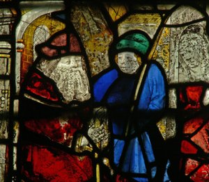 Fenster S4 mit Isaak, der Esau nach Wildbret schickt von English School