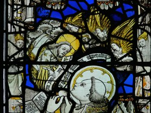 Fenster S6 zeigt die Messe des St. Gregor