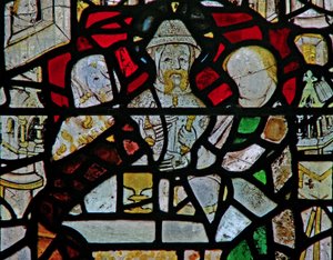 Fenster Ww zeigt eine Auferstehungsszene: Das Abendmahl in Emmaus von English School