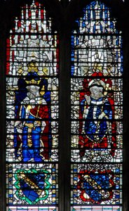 Fenster c19, König und Erzbischof darstellend von English School