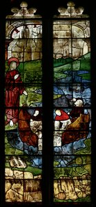 Fenster, das Christus und die Fischer zeigt von English School