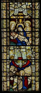 Fenster, das die Pietà und Pfingsten darstellt von English School