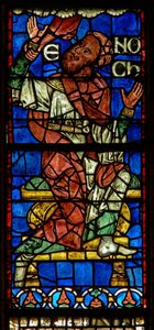 Fenster, das eine genealogische Figur zeigt: Henoch von English School