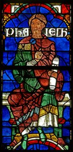 Fenster, das eine genealogische Figur zeigt: Phalec von English School