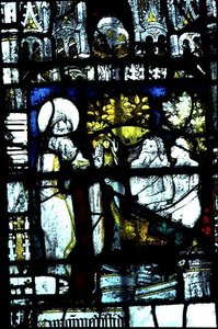 Fenster mit der Erschaffung von Adam und Eva, Mitte des 15. Jahrhunderts
