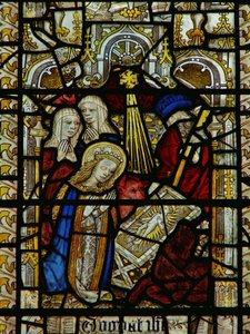 Fenster, das die Geburt Christi darstellt