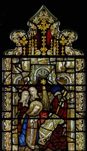 Fenster, das die Geburt Christi darstellt von English School