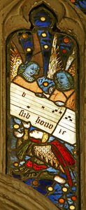 Fenster n2 mit Darstellung des Engelschors mit Noten von English School