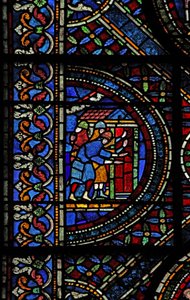 Fenster n7, Szene aus dem Leben von St. Thomas Becket: Ritter an der Tür von Canterbury