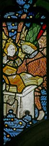 Fenster s1 mit musizierenden Engeln mit einem Psalter