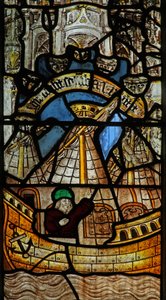 Fenster s2, die Geschichte der Arche Noah darstellend: Rückkehr der Taube von English School