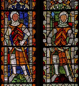 Fenster s4, William Lord de la Zouche und Gilbert I de Clare darstellend von English School