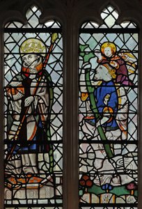 Fenster S4 mit einem heiligen König und St. Christophorus
