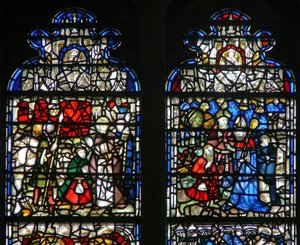 Fenster w15 mit einer Szene aus dem Leben des St. Cuthbert