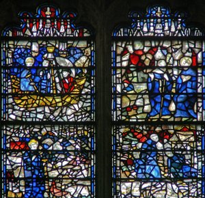 Fenster w15 mit einer Szene aus dem Leben des St. Cuthbert