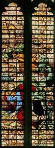 Fenster w16, Darstellung von Jona, der vom Wal befreit wird