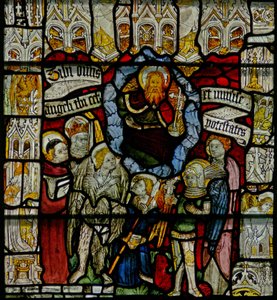Fenster w24 mit dem Te Deum und der Engelshierarchie