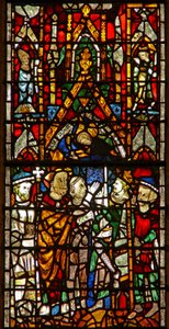 Fenster w26 mit St. Nikolaus, der beim Kaiser bittet von English School