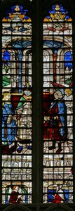 Fenster w2, Darstellung der Hochzeit von Tobias und Sarah