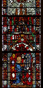 Fenster w39, Darstellung eines Stifters, der das Fenster gibt von English School