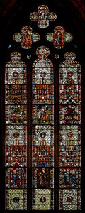 Fenster w39, Darstellung der Märtyrertode von St. Laurentius, St. Denys und St. Eleutherius von English School