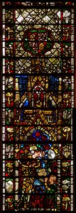 Fenster w42 mit einer Szene aus dem Leben der hl. Katharina: die Philosophen werden hingerichtet