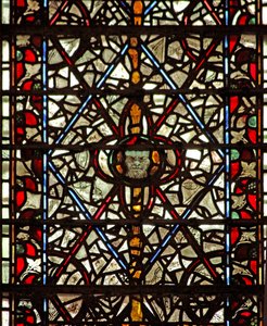 Fenster w59 mit Grisaille und einem Kopf