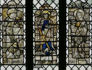 Fenster w8, Darstellung von St. Andreas, St. Gabriel, St. Raphael