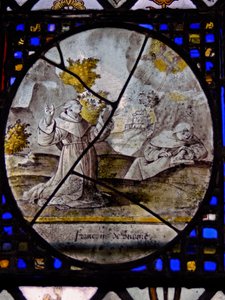 Fenster w9, Darstellung des Heiligen Franziskus, der die Stigmata empfängt von English School