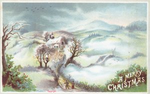 Winterliche Szene, Weihnachtskarte von English School