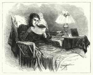 Frau erfährt von einem Bankrott und dem Verlust ihres Geldes (Lithografie) von English School