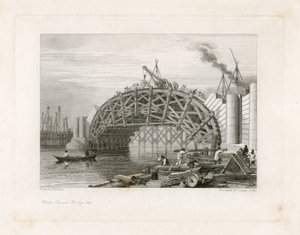 Bauarbeiten, Strand-Brücke (d.h. Waterloo-Brücke), London von English School