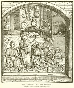 Werkstatt eines deutschen Rüstungsmachers von English School