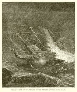 Wrack eines der Schiffe der Armada vor der irischen Küste von English School