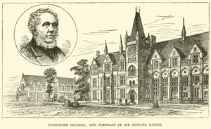 Yorkshire College und Porträt von Sir Edward Baines von English School