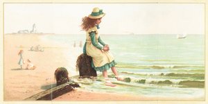 Junges Mädchen paddelt mit den Füßen im Meer von English School