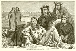 Junge Frauen von Tahiti--Typen von English School